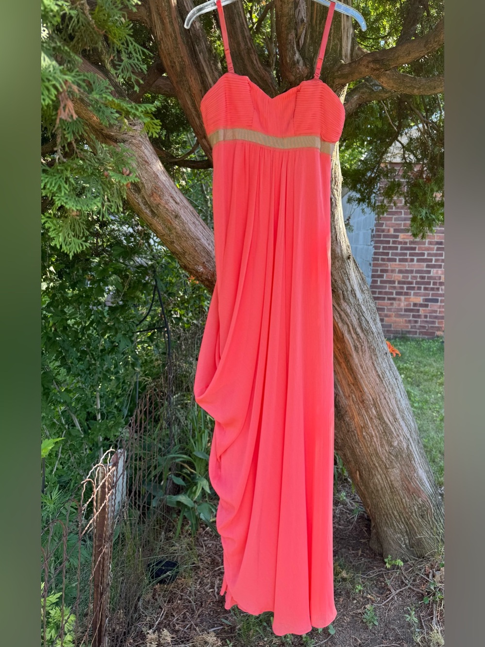 BCBGMaxAzria 2 Pink Coral Pleated Bodice Grecian Drape Style Formal Dress Size 2 - Picture 11 of 17